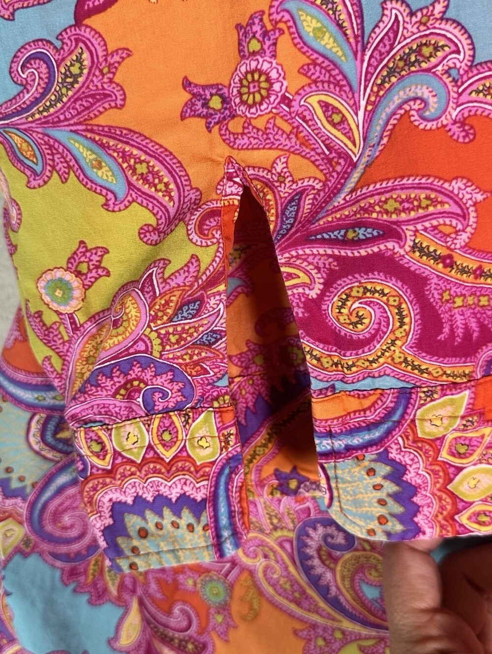 Vintage Chaps Womens Button Up Shirt 3X Colorful Paisley Dopamine Dressing Artsy - Picture 4 of 12